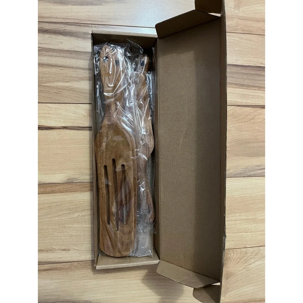 Kitchen Cooking Utensil Set Teak Wood Non Stick Wooden Spatula 4 Pieces